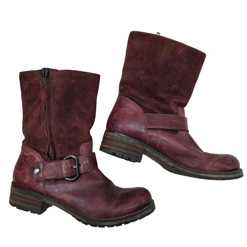 Clarks Majorca Isla mid calf leather slouch, zip burgundy boots sz 9.5 - Picture 8 of 11